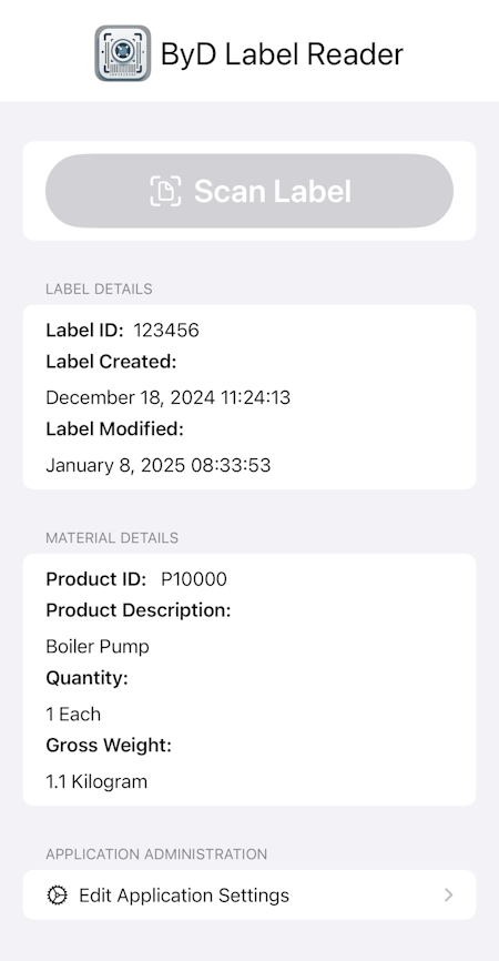 Label Reader App Main View